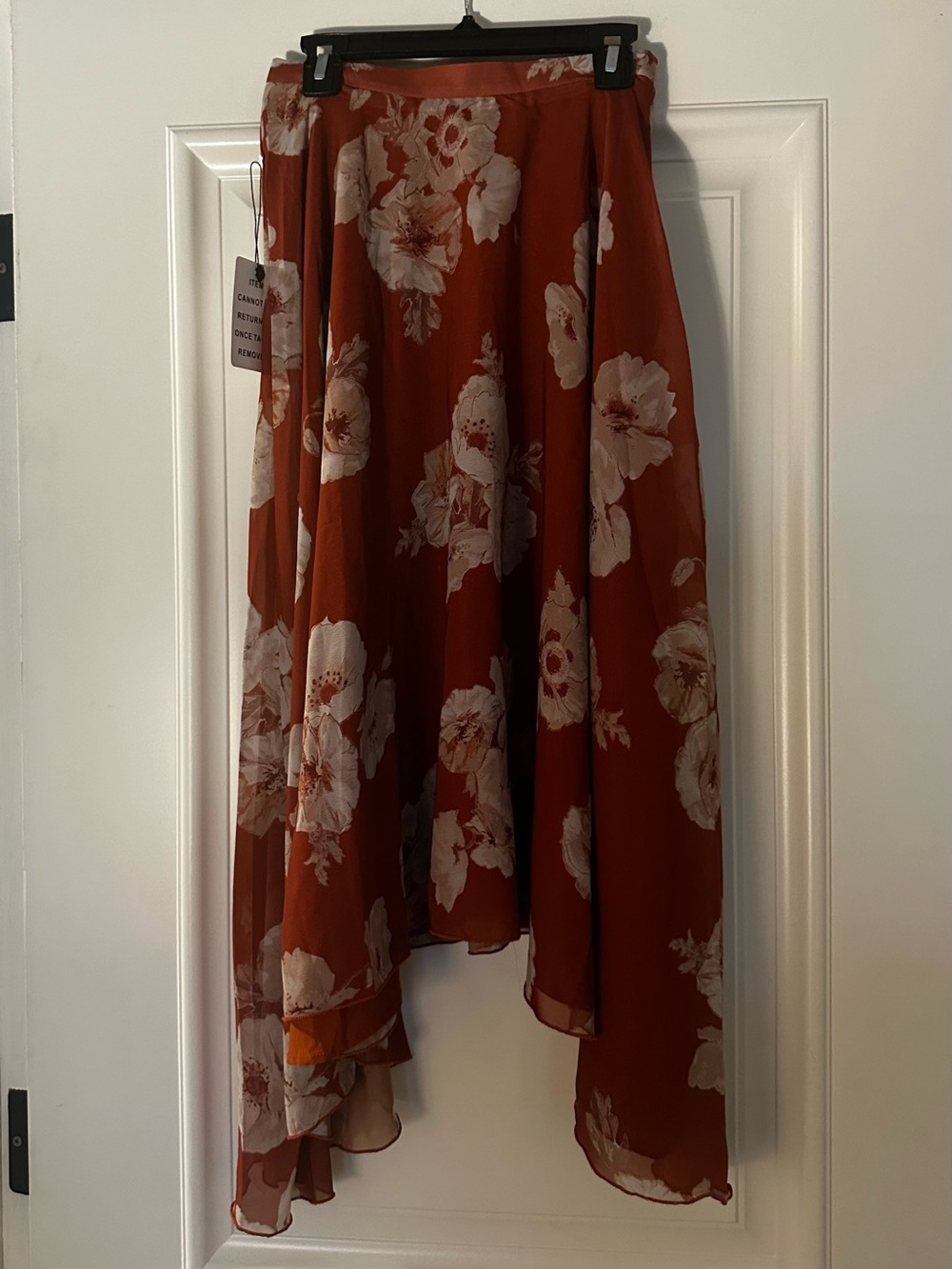 Mia Joy Girls Rust Fall Floral High-Low Skirt 10